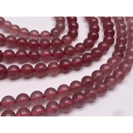 Каменные бусины, Клубничный кварц, люкс, шарик гладкий, 12-12,5 мм, длина нити 19 см