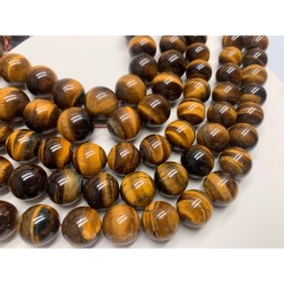 Каменные бусины, Тигровый глаз, шарик гладкий, 18 мм, длина нити 38-39 см