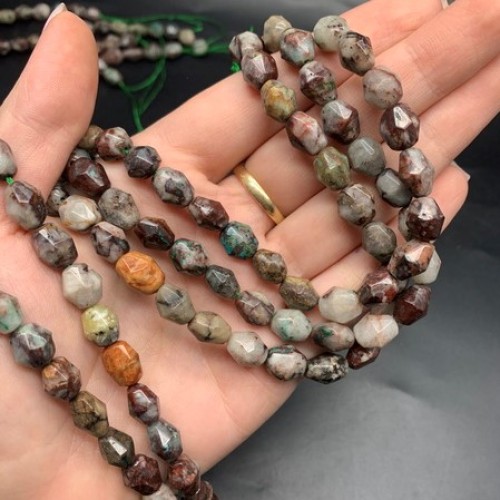 Каменные бусины, Яшма, фриформы, огранка, 12х9 мм, длина нити 38 см