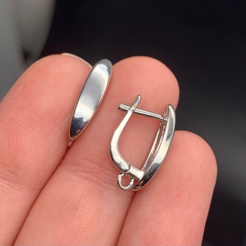 Швензы, родий/латунь, цвет серебро, размер 19х12 мм