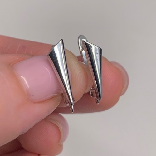 Швензы, родий/латунь, цвет серебро, размер 17х11 мм 17942