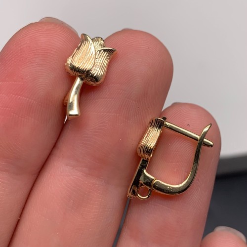 Швензы, цветок, латунь, цвет золото, размер 18х12 мм