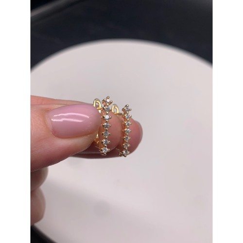 Швензы, вставка фианиты, латунь, цвет золото, размер 18х12 мм 17921