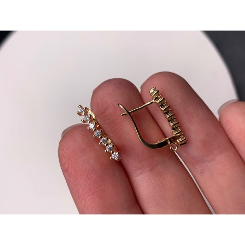 Швензы, вставка фианиты, латунь, цвет золото, размер 18х12 мм 17921