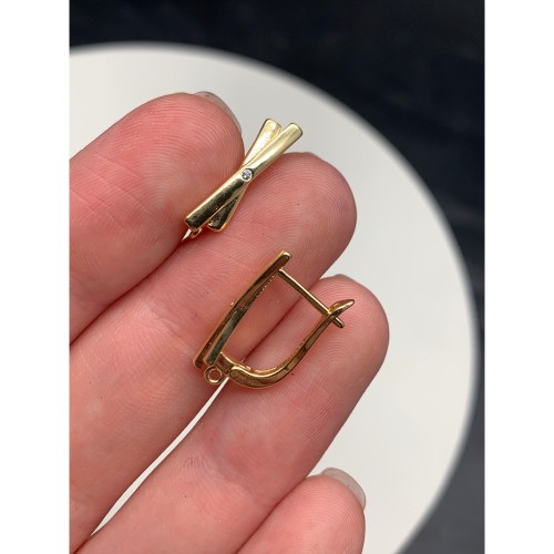 Швензы, вставка фианиты, латунь, цвет золото, размер 19х12 мм