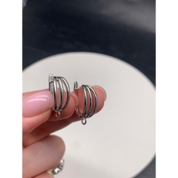 Швензы, родий/латунь, цвет серебро, размер 20х13 мм