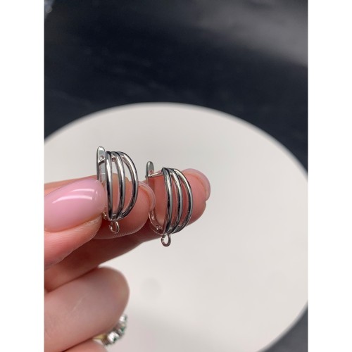 Швензы, родий/латунь, цвет серебро, размер 20х13 мм