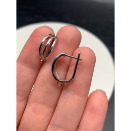 Швензы, родий/латунь, цвет серебро, размер 20х13 мм