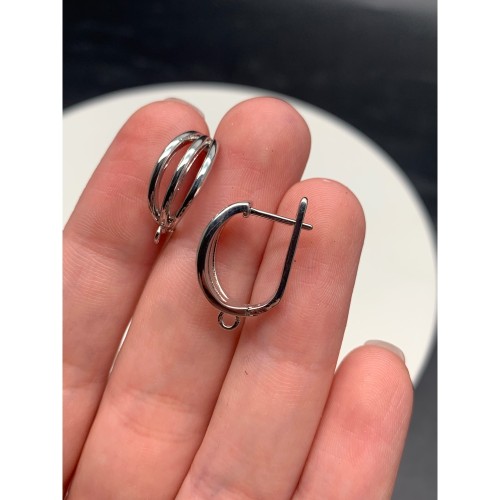 Швензы, родий/латунь, цвет серебро, размер 20х13 мм