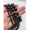 Каменные бусины, Турмалин, чёрный, Шерл, шарик гладкий, 8 мм, длина нити 38 см