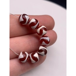 Бусина Дзи "433" из сердолика, Тассо лошадь, размер 8 мм, цена за 5 шт