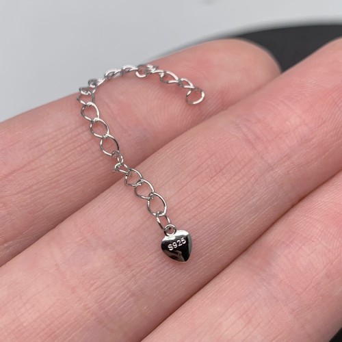 Цепочка, Удлинитель, с декоративной подвеской объёмное сердце, 5 мм, модель SS 925 , длина 5 см