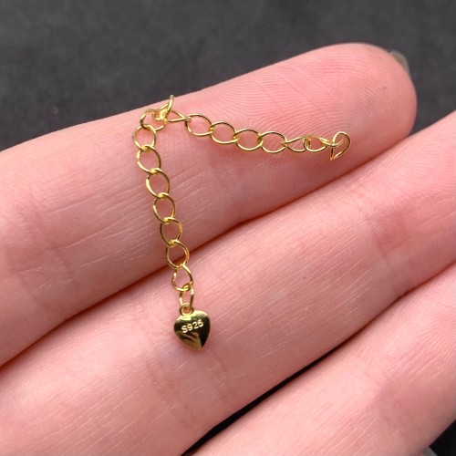 Цепочка, Удлинитель, с декоративной подвеской объёмное сердце, 5 мм, модель SS 925 , с позолотой, длина 5 см