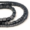 Каменные бусины, Агат, чёрный, люкс, кубик гладкий, 8х8 мм, длина нити 39 см