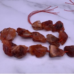 Каменные бусины, Сердолик, не обработанный, фриформы, 20-28 мм, длина нити 38 см, 13 шт