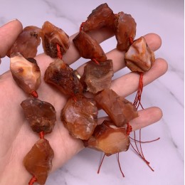 Каменные бусины, Сердолик, не обработанный, фриформы, 20-28 мм, длина нити 19 см, 6 шт