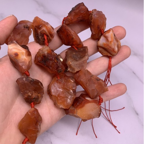 Каменные бусины, Сердолик, не обработанный, фриформы, 20-28 мм, длина нити 19 см, 6 шт