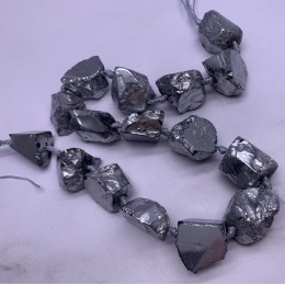 Каменные бусины, Агат, с напылением, не обработанный, фриформы, 20-28 мм, длина нити 19 см, 7 шт