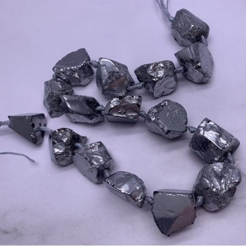 Каменные бусины, Агат, с напылением, не обработанный, фриформы, 20-28 мм, длина нити 19 см, 7 шт