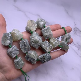 Каменные бусины, Пренит, светлый, не обработанный, фриформы, 20-28 мм, длина нити 38 см, 15 шт