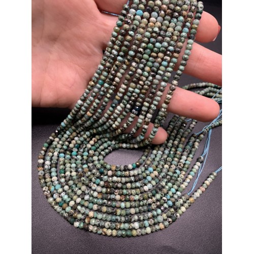 Каменные бусины, Африканская бирюза, рондель, 4х2 мм, длина нити 38 см