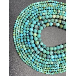 Каменные бусины, Бирюза, Люкс, шарик, огранка, 4-4,5 мм, длина нити 38 см