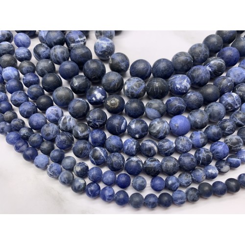 Каменные бусины, Содалит, матовый, шарик гладкий, 6 мм, длина нити 38 см