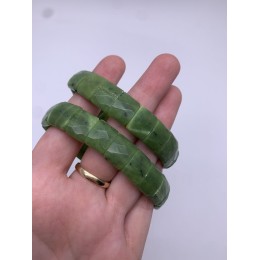 Браслет из каменных бусин, Канадский Нефрит, 15х12 мм, 18 пластин