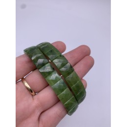 Браслет из каменных бусин, Канадский Нефрит, 12х9,2 мм, 21 пластина