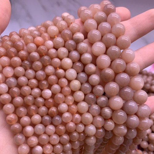 Каменные бусины, Солнечный камень (олигоклаз), шарик гладкий, 10 мм, нить 38 см