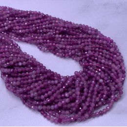 Каменные бусины, Рубин (Старлайт), шарик, ювелирная огранка, 2,6 мм, длина нити 38 см