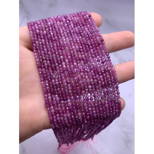 Каменные бусины, Рубин (Старлайт), шарик, ювелирная огранка, 2,6 мм, длина нити 38 см