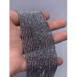 Каменные бусины, Гематит синтетический, серебро, шарик огранка, размер 2 мм, нить 38 см