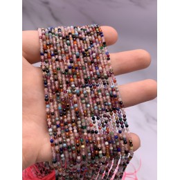 Каменные бусины, Весенний микс, шарик, огранка, 2 мм, длина нити 38 см