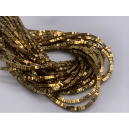 Каменные бусины, Гематит синтетический, квадрат, золото, размер 2х1 мм, нить 38 см