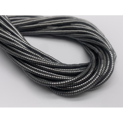 Каменные бусины, Гематит синтетический, темное серебро, шайба, размер 3х1 мм, нить 38 см