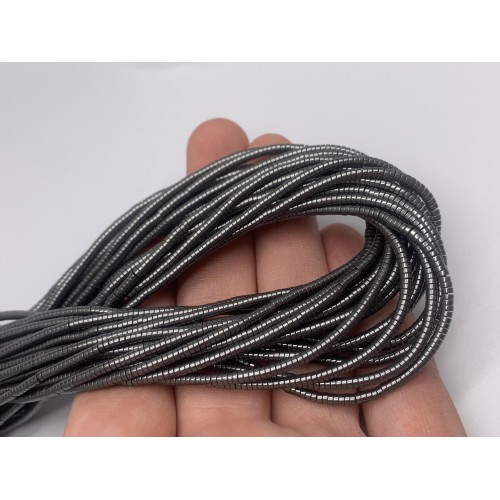 Каменные бусины, Гематит синтетический, темное серебро, шайба, размер 3х1 мм, нить 38 см