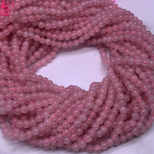 Каменные бусины, Розовый кварц, Мадагаскарский, шарик гладкий, 4 мм, длина нити 38 см