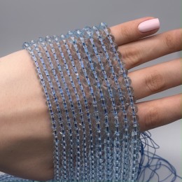 Каменные бусины, Топаз, голубой, люкс, шарик гладкий, 4 мм, длина нити 38 см