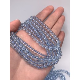 Каменные бусины, Топаз, голубой, люкс, шарик гладкий, 4 мм, длина нити 38 см