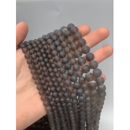 Каменные бусины, Раухтопаз, дымчатый кварц, матовый, шарик гладкий, размер 6 мм, длина нити 38 см
