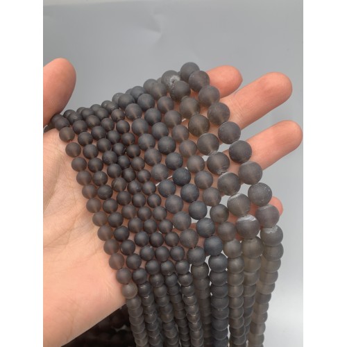 Каменные бусины, Раухтопаз, дымчатый кварц, матовый, шарик гладкий, размер 6 мм, длина нити 38 см