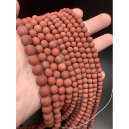 Каменные бусины, Яшма, красная, шарик гладкий, матовый, 10 мм, длина нити 38 см