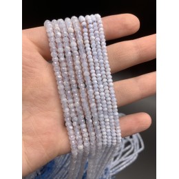 Каменные бусины, Сапфирин, Голубой Агат, рондель, огранка, 3х2 мм, длина нити 38 см