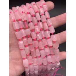 Каменные бусины, Розовый Кварц, не обработанный, столбики, 11х7 мм, длина нити 38 см