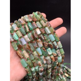 Каменные бусины, Хризопраз, не обработанный, столбики, 12х7 мм, длина нити 38 см