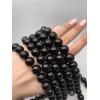 Каменные бусины, Агат, чёрный, шарик гладкий, 15,5-16 мм, длина нити 38 см