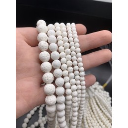 Каменные бусины, Коралл, белый, пористый, шарик гладкий, 6 мм, длина нити 38 см