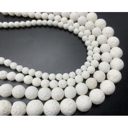 Каменные бусины, Коралл, белый, пористый, шарик гладкий, 4 мм, длина нити 38 см