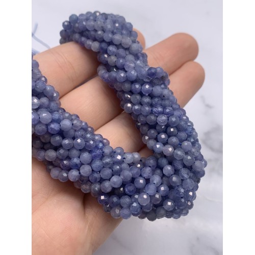 Каменные бусины, Танзанит, люкс, шарик огранка, 4 мм, длина нити 38 см